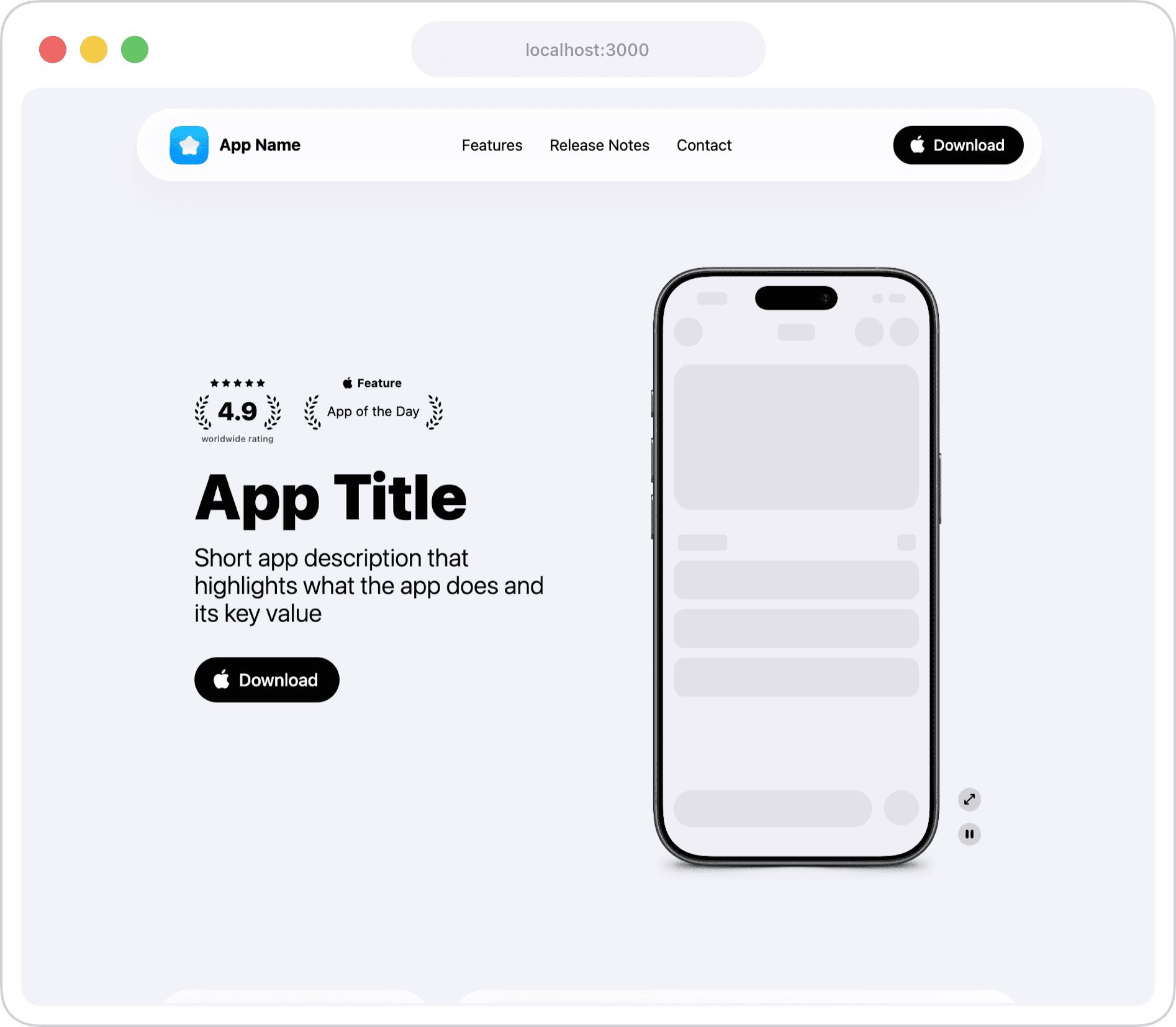 AppView default template screenshot