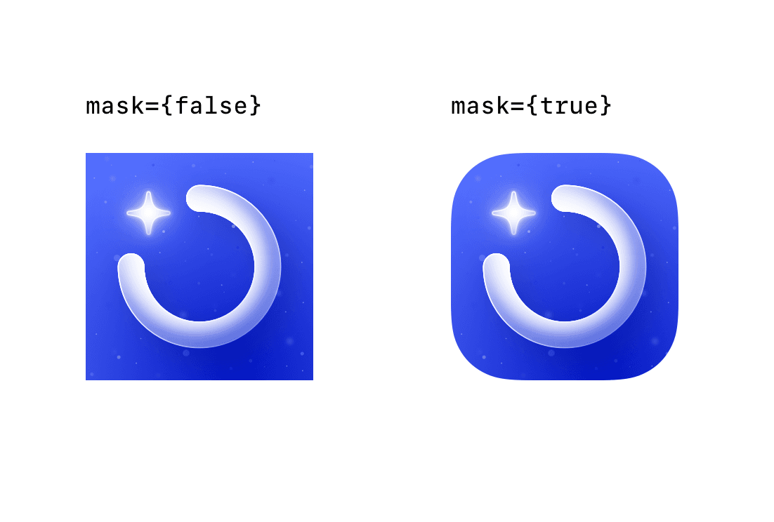 Demo of the squircle mask applied to a square icon