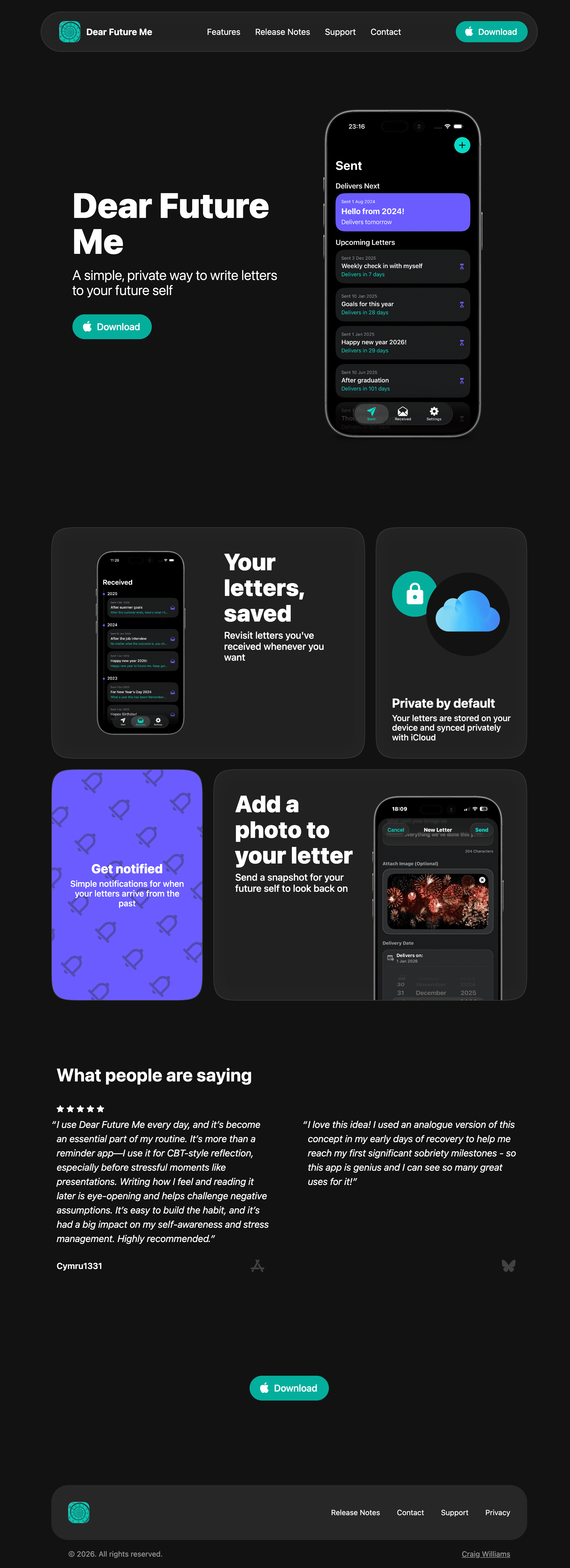 dearfutureme.dev website screenshot